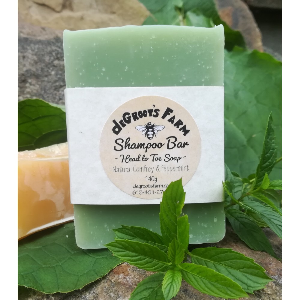 Shampoo Bar/Head to Toe Soap: Natural Comfrey and Peppermint