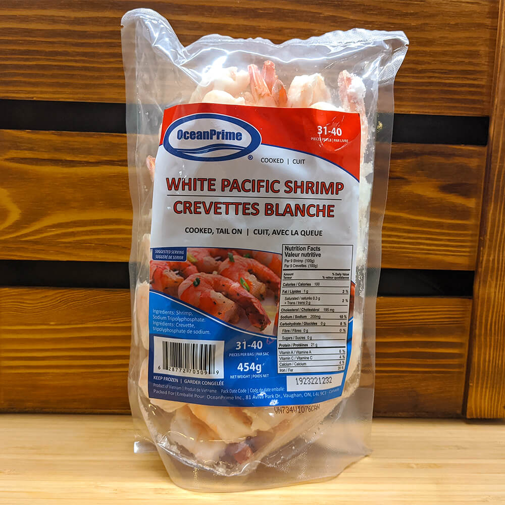 White Pacific Shrimp (Cooked) (31-40 Count) (454g)
